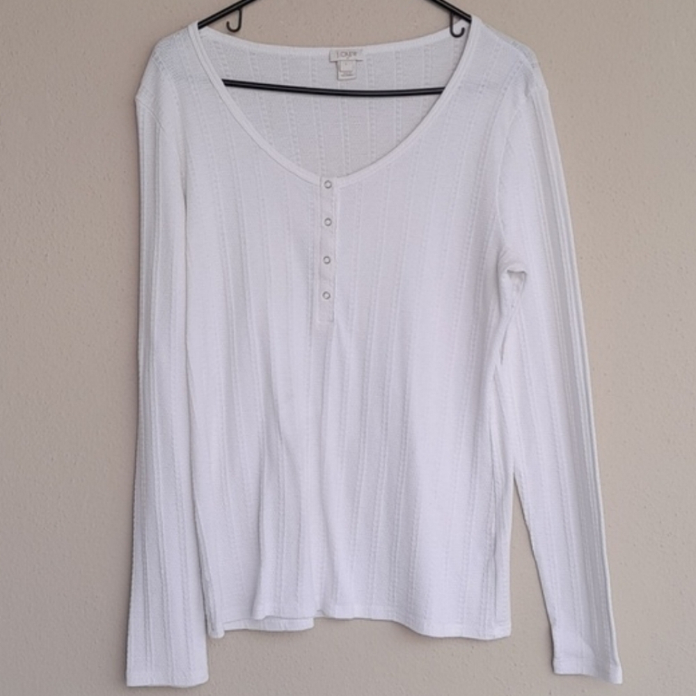 J. Crew Pointelle Henley Top Large